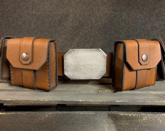 Galactic Excursion Leather Belt and Pouches Set
