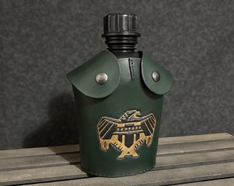 Judge Dredd Inspired Leather Canteen Belt Pouch with Canteen