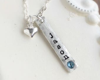 Mother Necklace . Birthstone Necklace . Personalized Jewelry . Name and Birthstone Necklace . Name Necklace . mommy jewelry . gift for mom