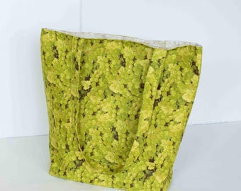 Bolsa mediana reutilizable para amantes del vino, hecha a mano, de algodón, con uvas verdes