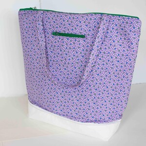 Fun Floral Purple Green Giant Tote Shopper Bag