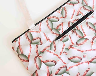 Bolsa deportiva para niños con diseño de béisbol, hecha a mano, para portátil, tableta