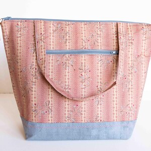 Handmade Boho Vintage Prairie Peach Pink & Dusty Blue Medium Handbag
