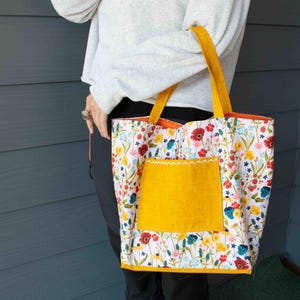 Floral Dainty Bright Handmade Cotton Tote Bag Purse