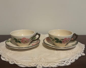 Vintage Floral Teacup and Saucer | Franciscan Style Pink Rose Tea Set, Cottagecore Teacup, Sold Individually or Set of 2