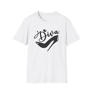 Diva Script with High Heel T-Shirt | Fashion Typography, Shoe Graphic