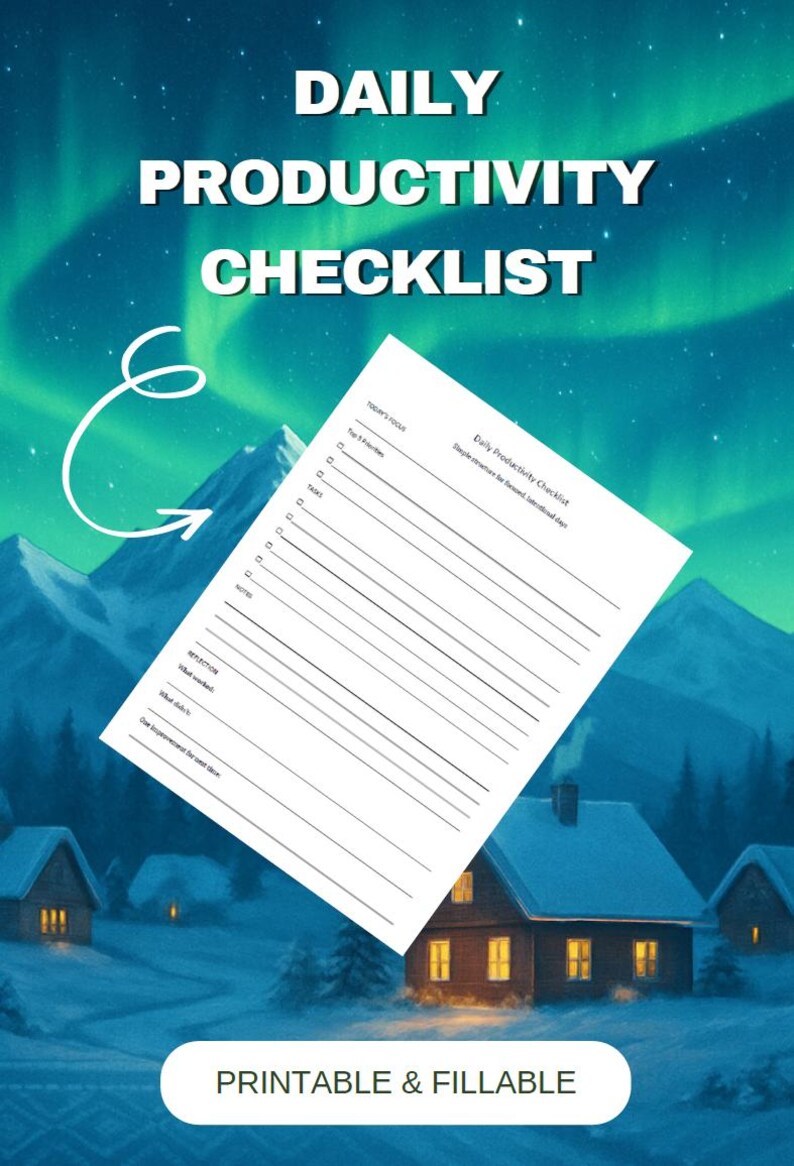 Daily Productivity Checklist Printable | Fillable PDF Planner | Daily ...