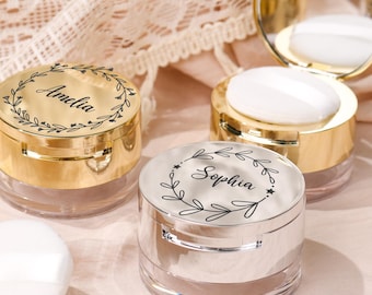 Gepersonaliseerde minipoederdoos met bladerdeeg： Customi minipoederdoos, attent bruidsmeisjescadeau, uniek moedercadeau