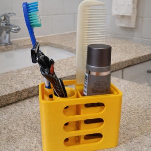 3D Printed Bathroom Organizer - Digital STL File for Toothpaste, Toothbrushes & Shaver