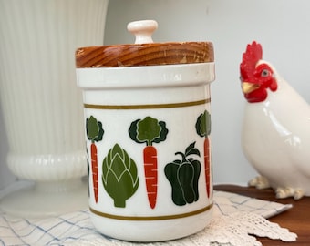 Pote para Legumes Vintage Gallery Originals com Tampa de Madeira | Pote de Armazenamento para Cozinha Estilo Fazenda Retrô