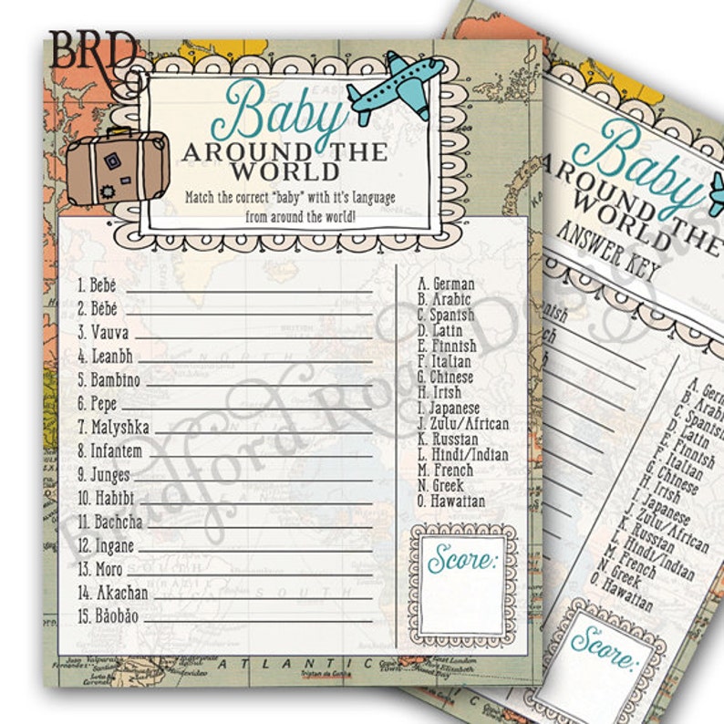 World Traveler Baby Shower Game Key Baby Around Etsy