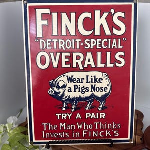 FINCK'S OVERALLS 90s リプロダクト ビンテージ サイン 看板 Finck's Overalls Sign - Etsy