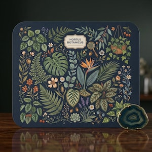 Custom Botanical Mouse Pad | Vintage Dark Academia Desk Mat | Personalized Gift for Plant Lover | Office Decor Computer Mousepad