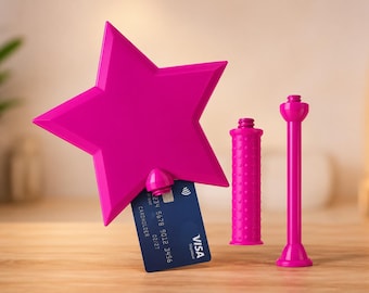 Magic Star Wand-korthållare – Tryck för att betala-tillbehör, kontaktlös betalningsstav (rosa)