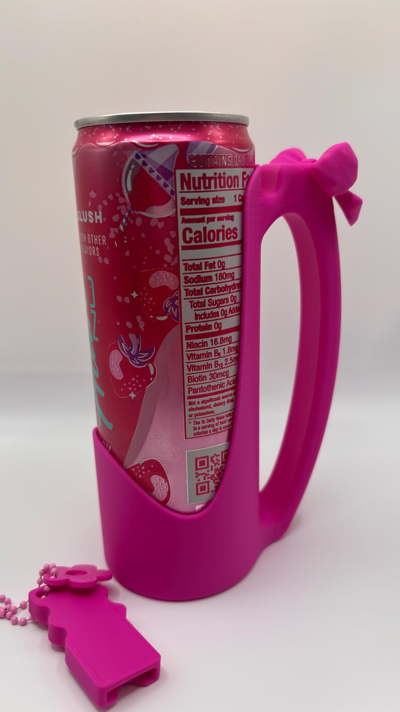 3D Printed Slim Can Holder with Handle & Bow – Fits 12oz Cans, Alani Nu, White Claw image 6