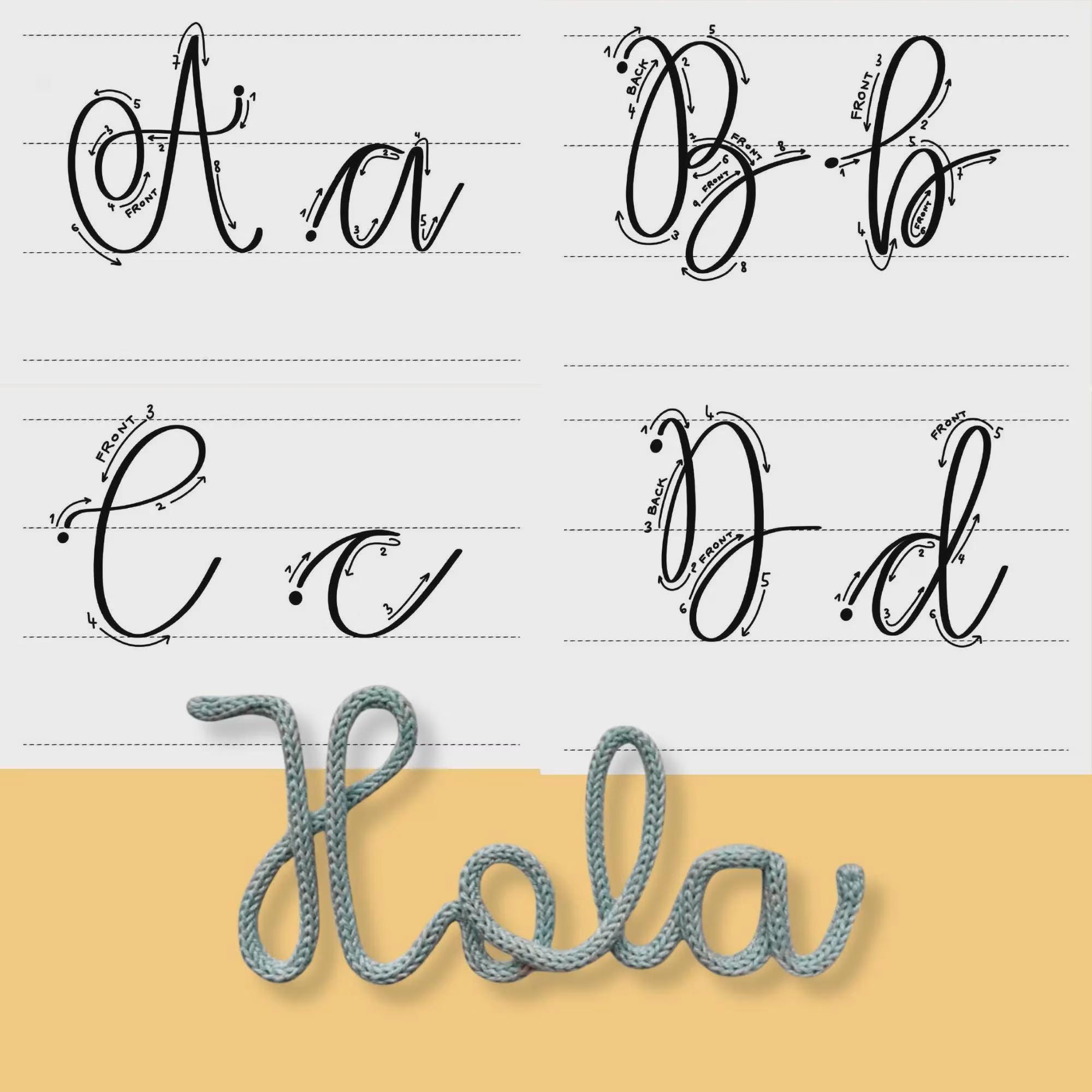 Knitted Wire Art TEMPLATES - Printable Template, Cursive Alphabet ...