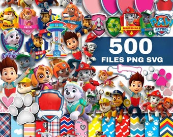 Paw-ty 500 bestanden PNG, SVG, lettertype paw-ty, clipart megabundel (digitale download)