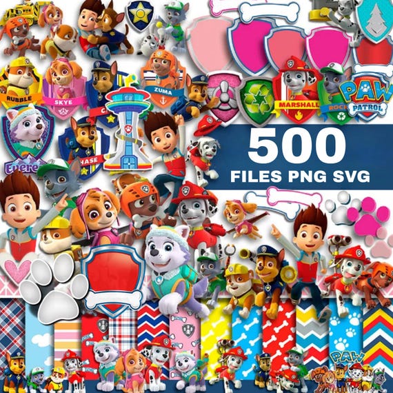 Paw-ty 500 files PNG, SVG, font paw-ty, Clipart Mega Bundle (Digital Download)