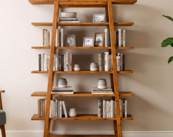 Modern A-Frame Bookshelf Plans | DIY Mid-Century Library Build Guide | Minimalist Scandi Bookshelf PDF | 5-Shelf Display Woodworking Plans