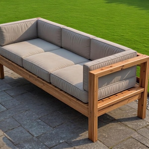 DIY-plan för utomhussoffa i PDF-format: 3-sits träsoffa för uteplats, nybörjarbygge, planer för utemöbler