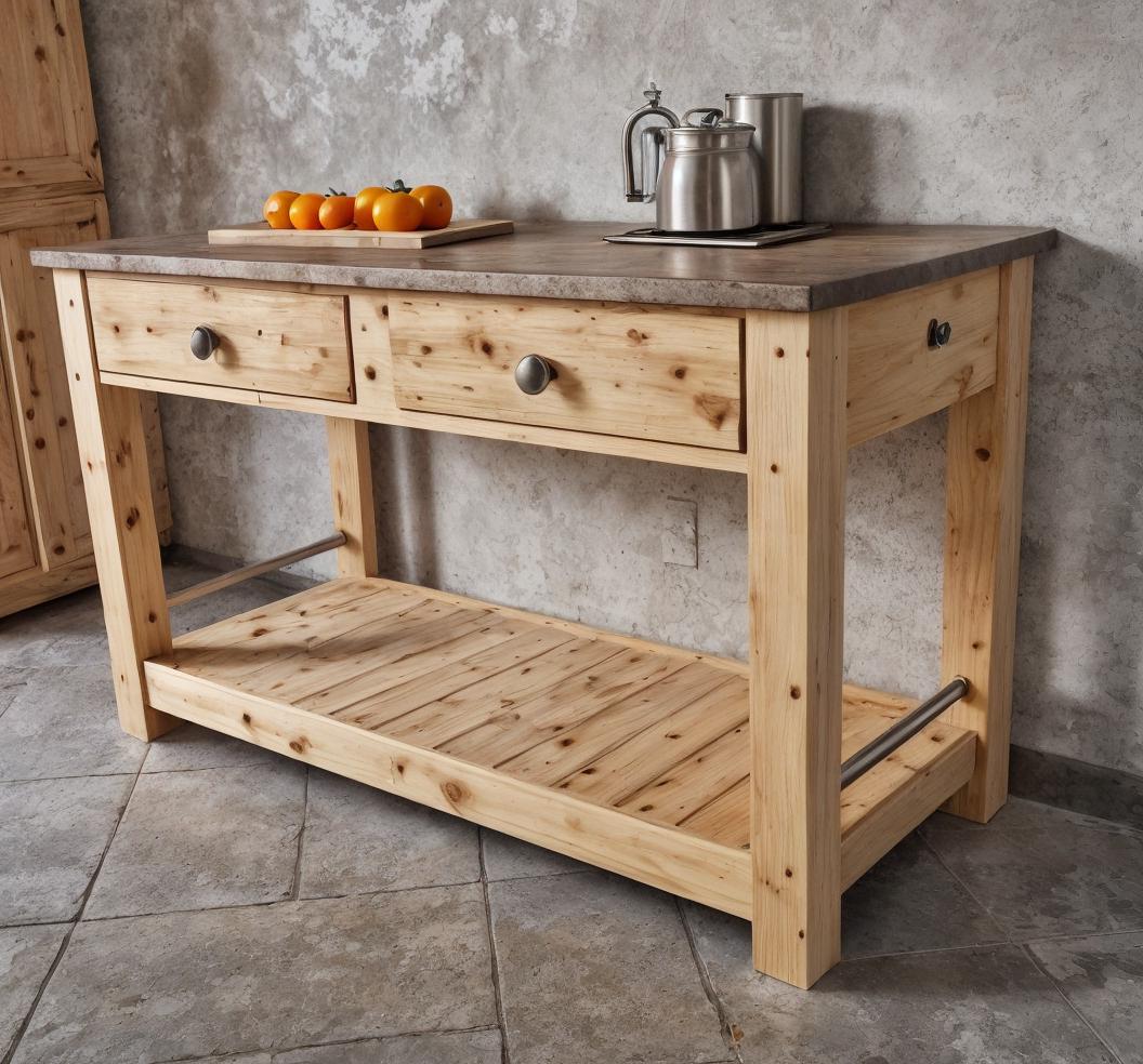 Wood Kitchen Island Build Plans | Farmhouse Prep Table With Drawers ...