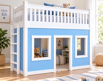Loft Bed Plans , DIY Woodworking PDF, Space Saving Bedroom Build Guide, Home Decor, Beginner woodworking