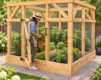 Garden Enclosure Plans, Enclosed Raised Garden Bed, Vegetable Garden Fence, DIY Garden Cage, Woodworking PDF