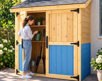 Garden Storage Shed Plans, Small Outdoor Shed Plans, DIY Cedar Shed, Woodworking Plan PDF, Backyard Storage Shed