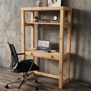 DIY Standing Desk Plans | Space-Saving Shelving Unit, Modern Minimalist Style (Digital PDF Download)