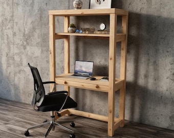 DIY Standing Desk Plans | Space-Saving Shelving Unit, Modern Minimalist Style (Digital PDF Download)