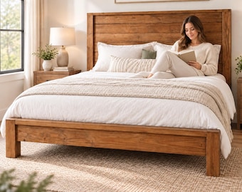 DIY Bed Frame Plans | Farmhouse Platform Bed | Wood Bed Plans |  Full Twin | Printable PDF | Build Your Own Bed | Beginner Friendl