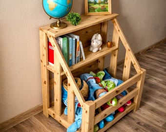 DIY Kids Toy Storage Bin Plans | Montessori Bookshelf Organizer (PDF Plan)