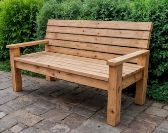DIY Wooden Bench Build Plan: Outdoor Bench with Backrest (PDF Download)