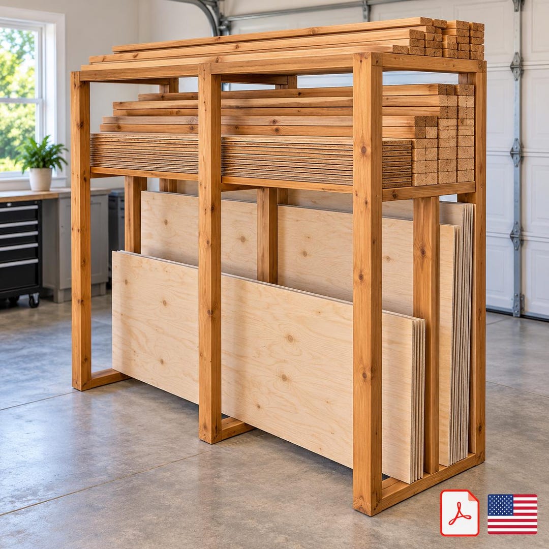 Lumber Storage Rack Plans, Plywood Storage Organizer, Garage Wood Rack ...