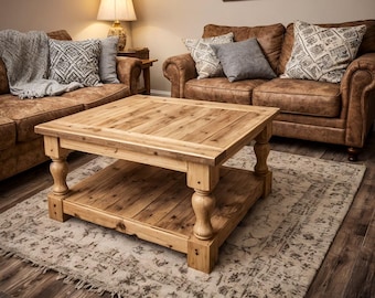 DIY Rustic Square Coffee Table Plans | Farmhouse Woodworking (PDF Download)