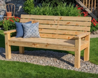 DIY Wooden Bench Build Plan: Outdoor Bench with Backrest (PDF Download)