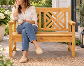 Outdoor Bench Plans | DIY Wooden Garden Bench with Backrest (PDF Download)