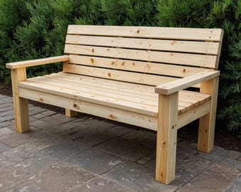 DIY Wooden Bench Build Plan: Outdoor Bench with Backrest (PDF Download)