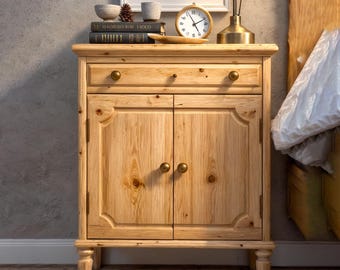 Mesita de noche con armario de almacenamiento - Planos de madera / Planos de construcción de mesita de noche estilo granja