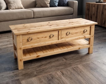 DIY Farmhouse Coffee Table Plan | Wood Console Table with Storage (PDF)
