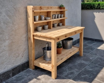 Wooden Potting Bench Build Plan: DIY Garden Table,Woodworking Plans (PDF Pattern)