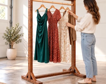 Clothes Stand Plans PDF, Best For Shop, DIY Wooden Garment Rack, Portable Clothing Rail, Beginner Woodworking Digital Download