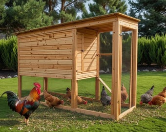 Chicken Coop Plans with Run, Walk In Chicken Coop DIY Plans, Backyard Hen House Build Plans, Easy Woodworking PDF Download