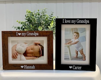 I LOVE GRANDPA (Select Any Grandparent Name), Father's Day gift, Father's Day picture frame, Personalized Father's Day photo frame