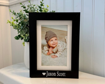 Personalized Baby Photo Frame, Newborn Gift, Custom Name, Holds