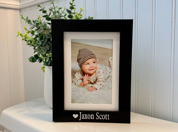 Personalized Baby Photo Frame, Newborn Gift, Custom Name, Holds