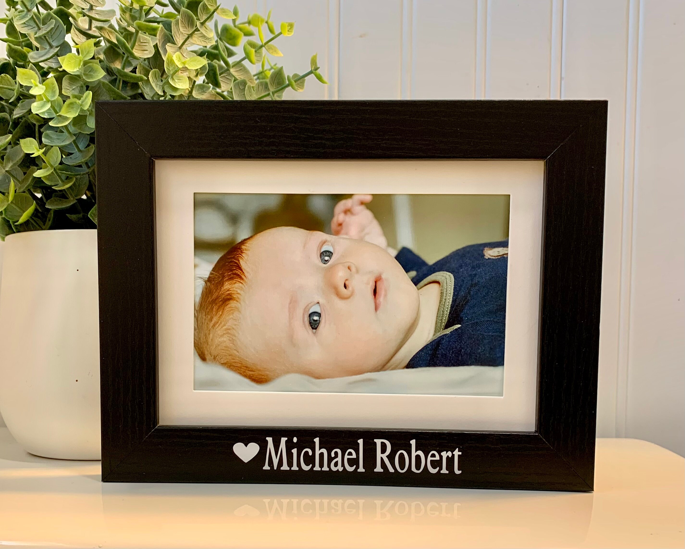 Personalized Baby Photo Frame, Newborn Gift, Custom Name, Holds