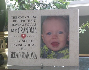 Great Grandma, 4 x 6 photo, ceramic heart with crystal