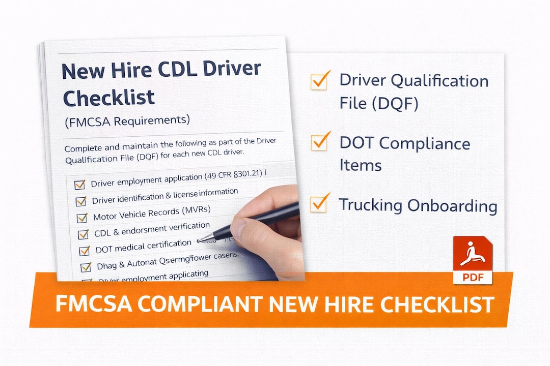 CDL Driver New Hire Checklist | FMCSA Compliance, DOT Qualification ...