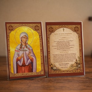 Santa Dymphna – Estampa de oración ortodoxa para la sanación mental y emocional (4×6)